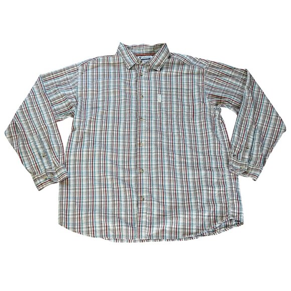 COLUMBIA MENS LONG SLEEVE PLAID BUTTON DOWN SHIRT SIZE XL FRONT POCKET - Picture 1 of 8